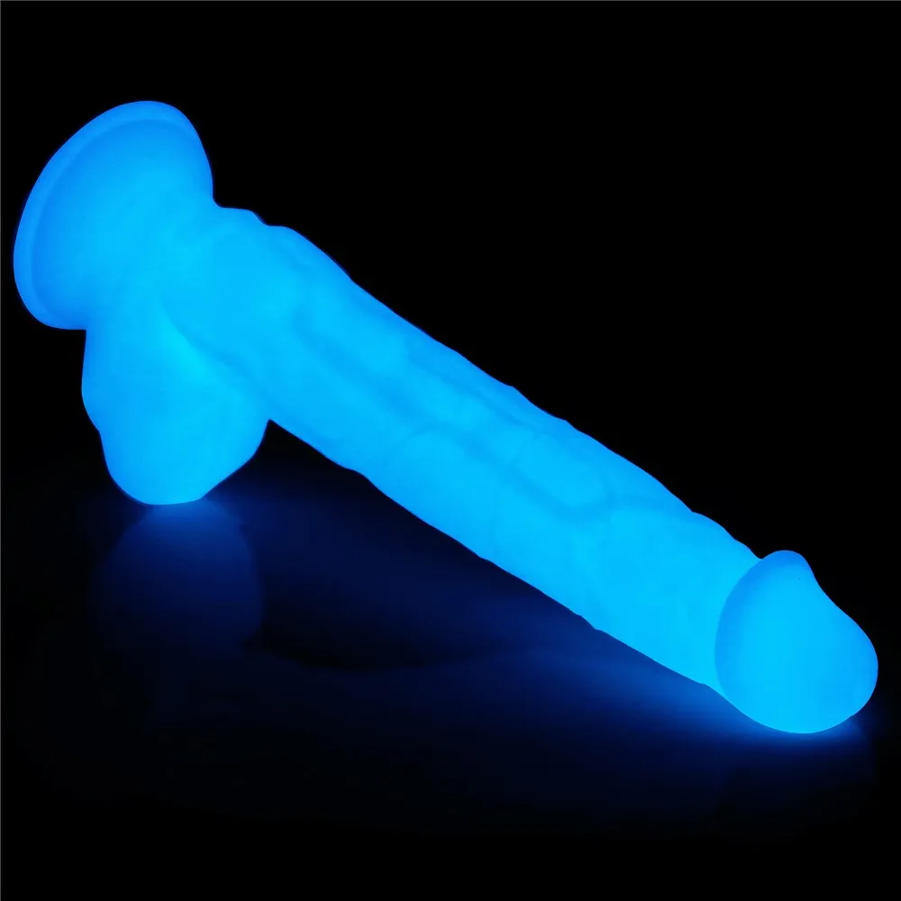 Неоновый фаллоимитатор LoveToy Lumino Play, 26,9 см (голубой)