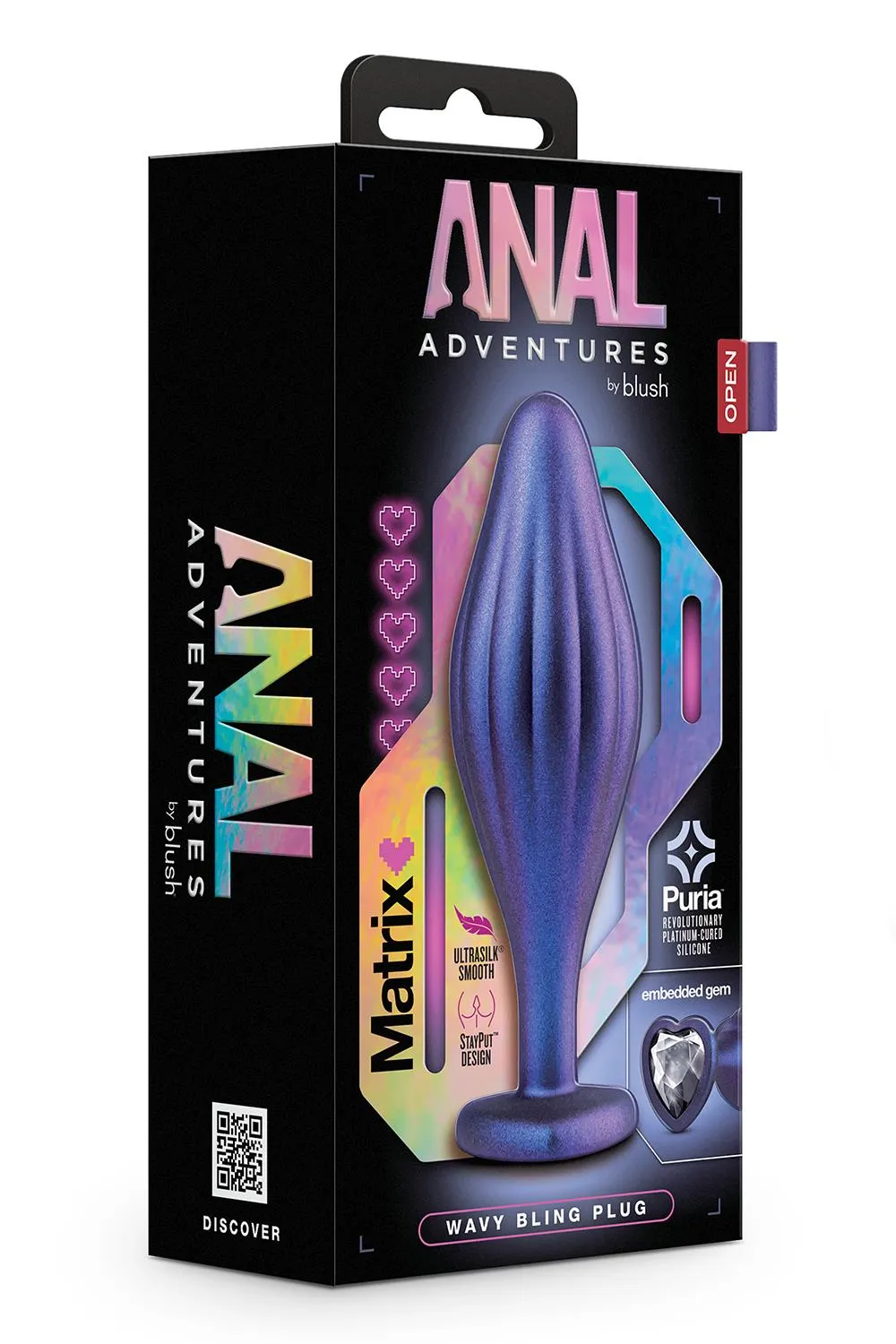 Blush Anal Adventures Matrix Wavy Bling Plug - Korek analny, Fioletowy, 11.4 cm