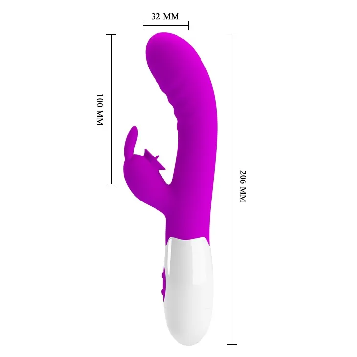 Pretty Love Cerberus Licking Vibrator - Wibrator królik, Fioletowy, 20, 6 cm