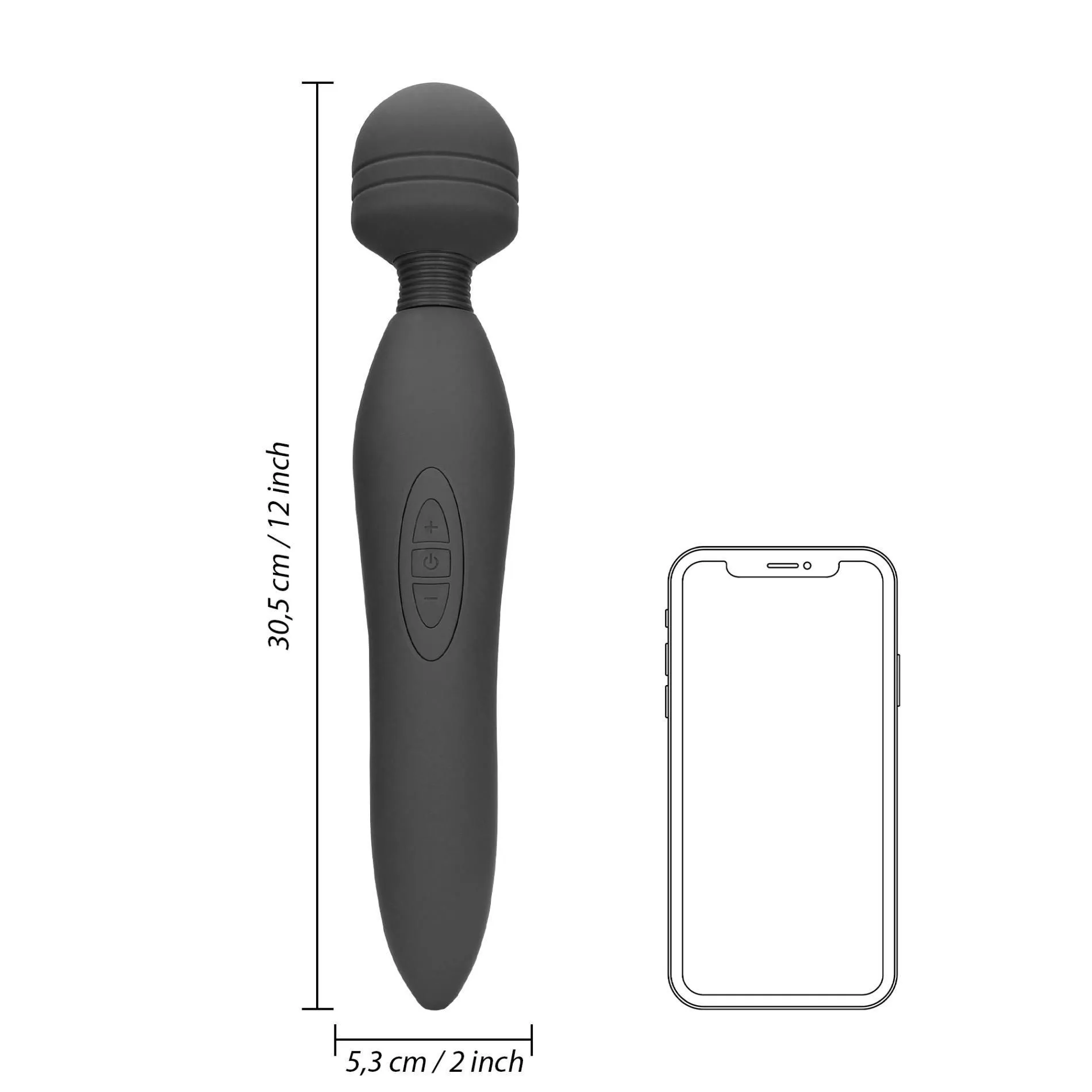 Loveline Powerful Wand - Wibromasażer, Czarny, 30.5 cm