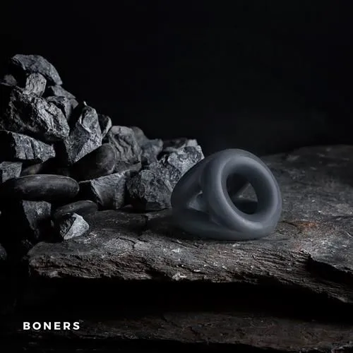 Потрійне ерекційне кільце Boners Open Cocksling (сірий)