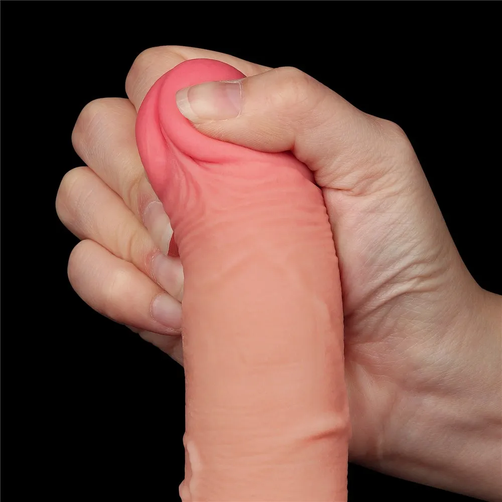 Lovetoy Sliding Skin Dual Layer Dong - Dildo, W kolorze cielistym, 19.5 cm