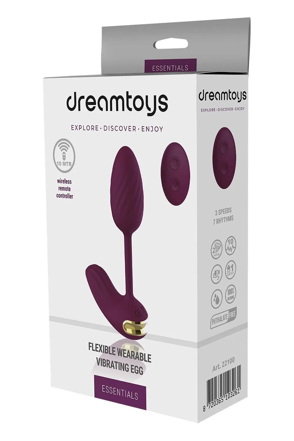 Виброяйцо Dream Toys Essentials Flexible Wearable Vibrating Egg, 10 см (фиолетовый)