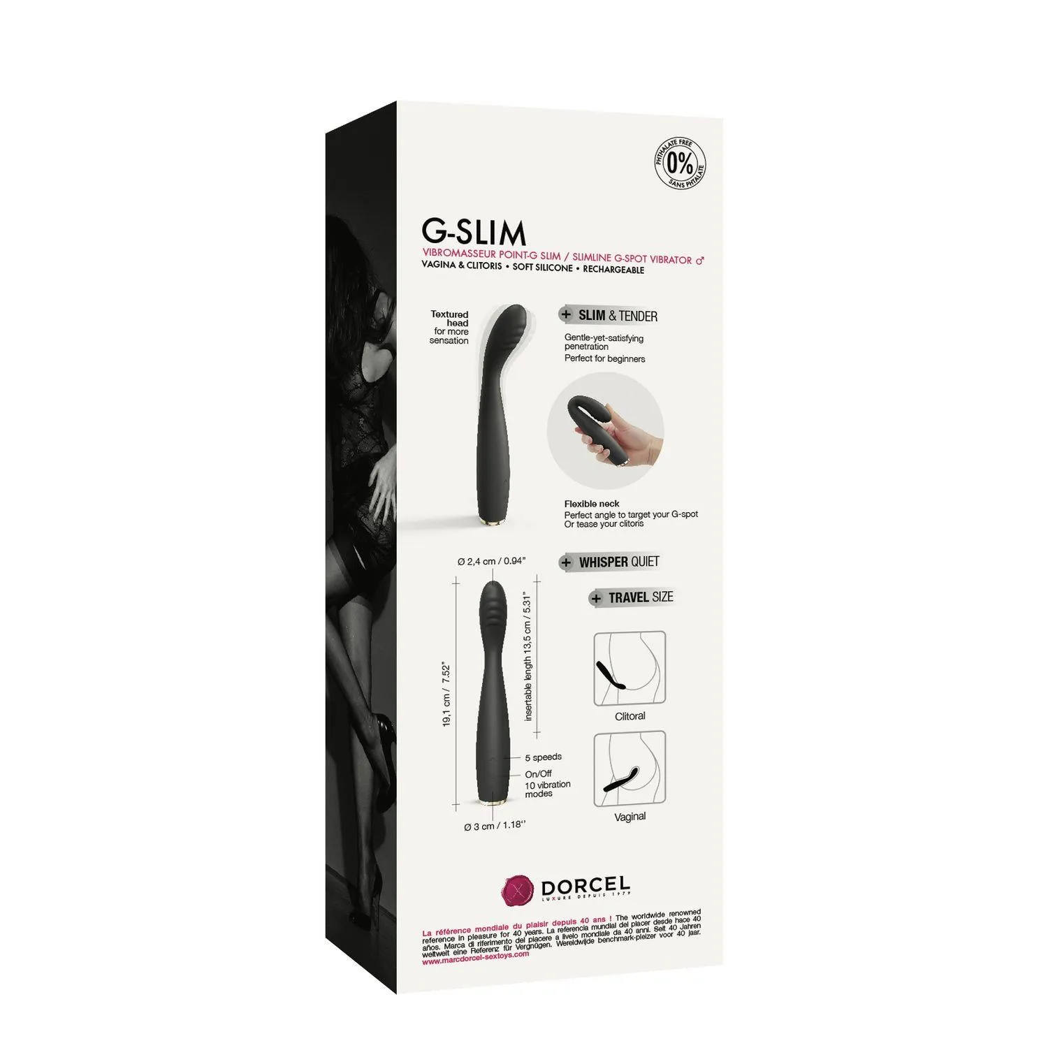 Dorcel G-Slim - Wibrator do punktu G, Czarny, 19, 1 cm