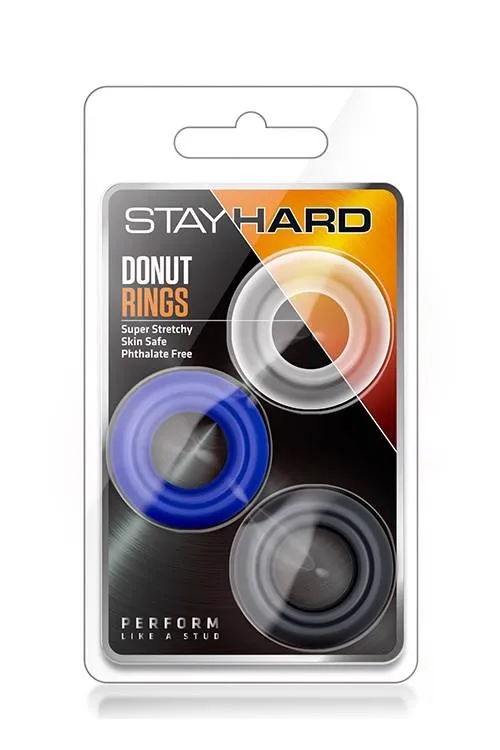 Blush Stay Hard Donut Rings - Zestaw pierścieni erekcyjnych, Multi, 3.3 cm