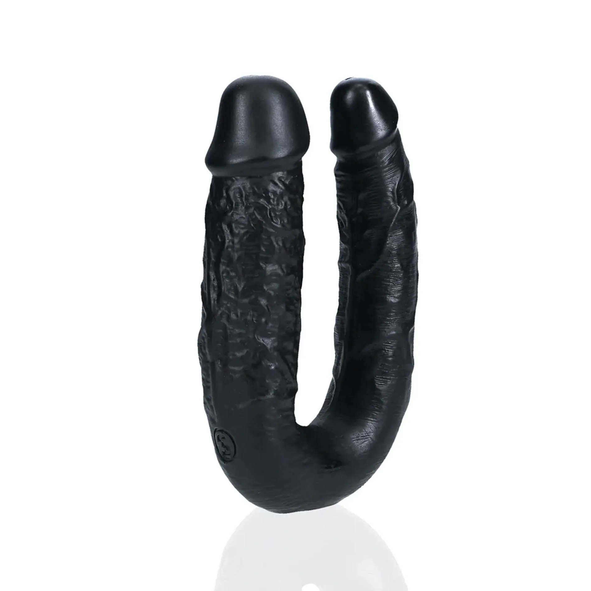 RealRock U Shaped - Dwustronny dildo B, Czarny, 25.5 cm