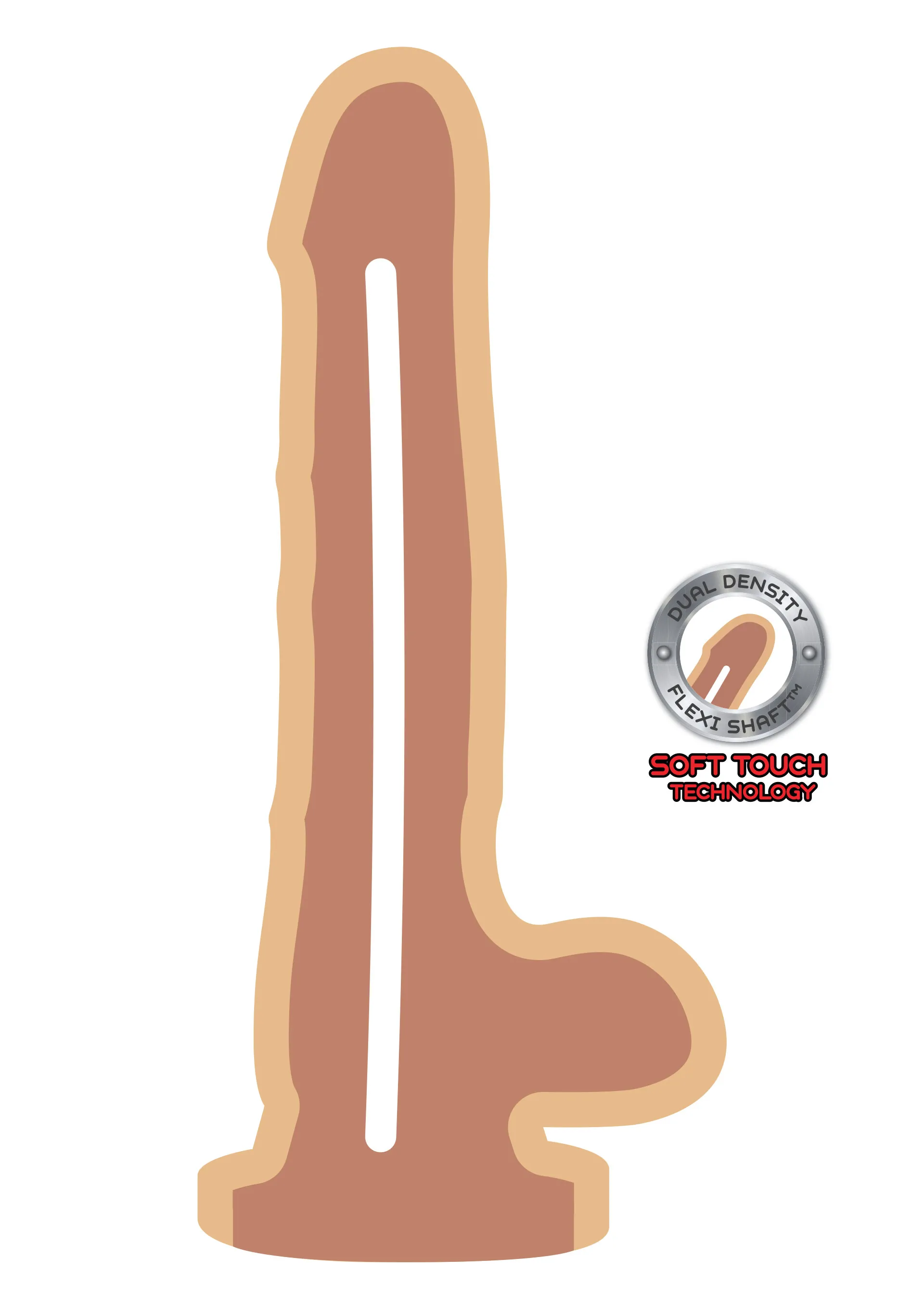 Get Real Dual Density - Realistyczne dildo, W kolorze cielistym, 20, 5 cm