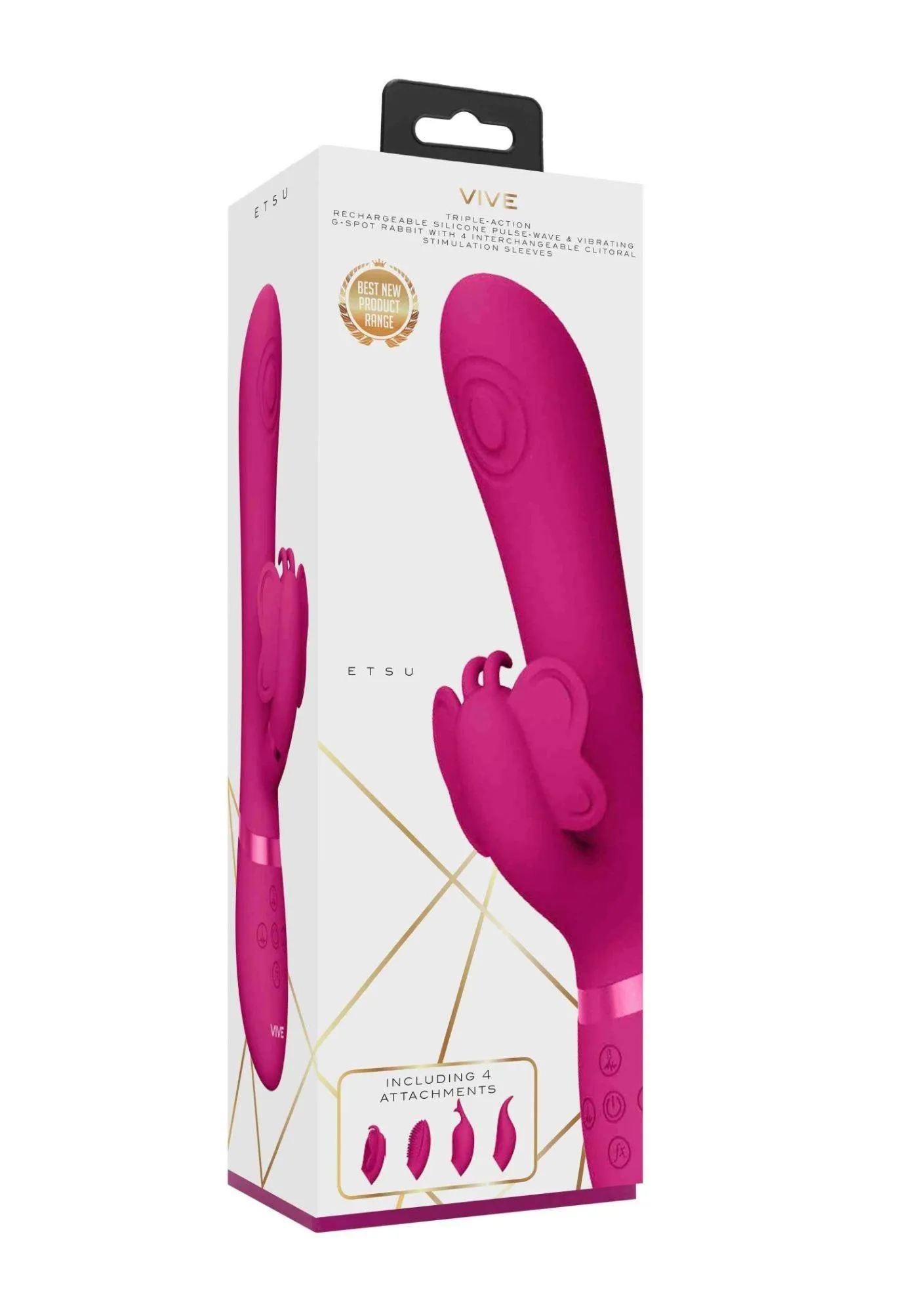 Vive Etsu - Wibrator królik, Różowy, 22.3 cm