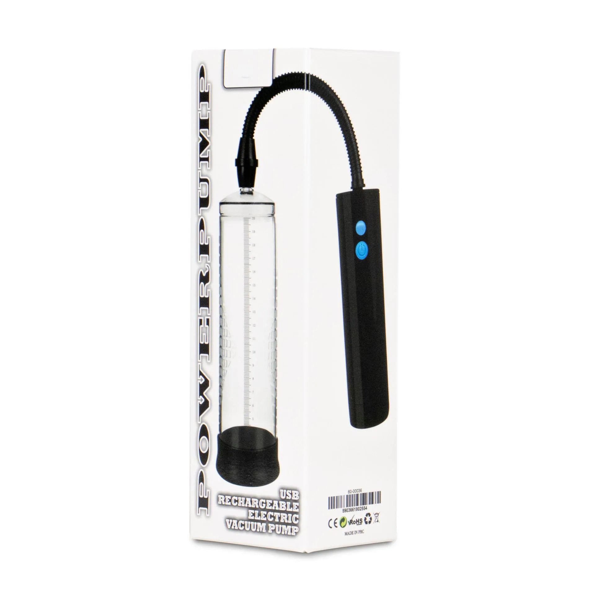 B - Series Power Powerpump USB Rechargeable Electric Vacuum Pump - Pompka do penisa B -, Przezroczysty, 22 cm