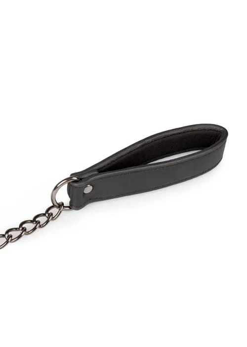 Easytoys Leather Collar With Nipple Chains - Zaciski na sutki, Czarny