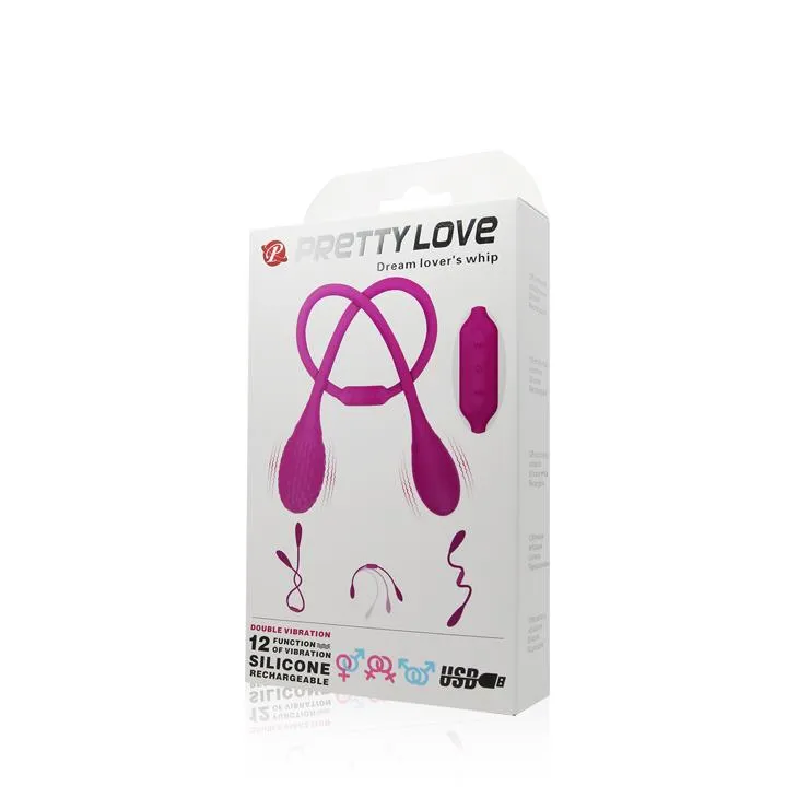 Двусторонний вибратор Pretty Love Dream Lovers Whip, 65,5 см (розовый)