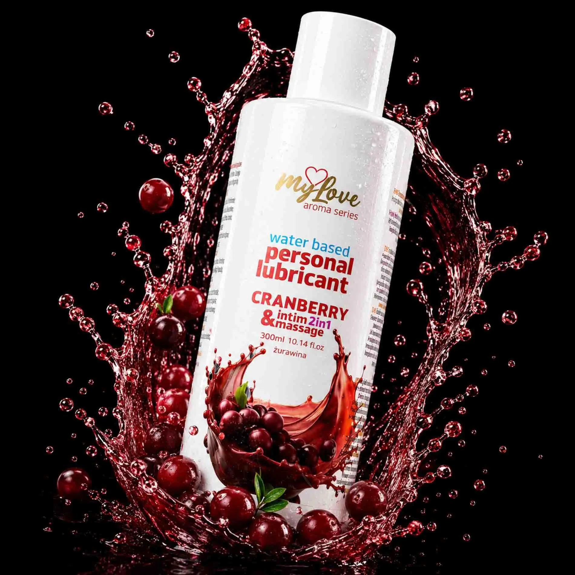 MyLove Aroma Series Intim&Massage 2in1 Cranberry - Lubrykant, Żurawina, 300 ml