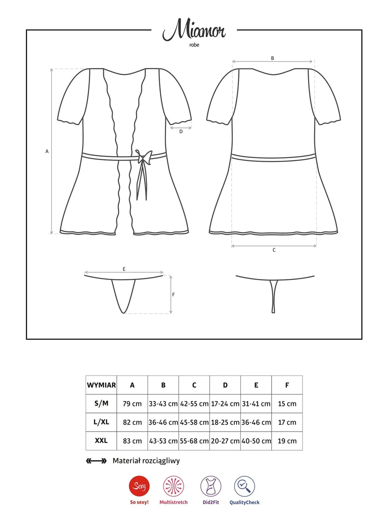 Сексуальний комплект Obsessive Miamor Robe, L/XL (чорний)