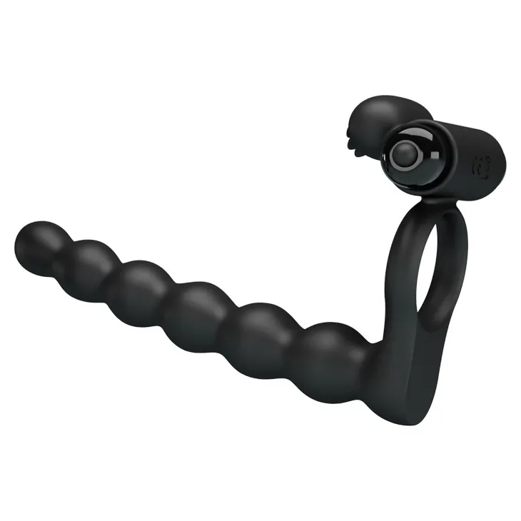 Насадка на пеніс з вібрацією і ерекційним кільцем Pretty Love Hercules Penis Sheath III, 15,3 см (чорний)