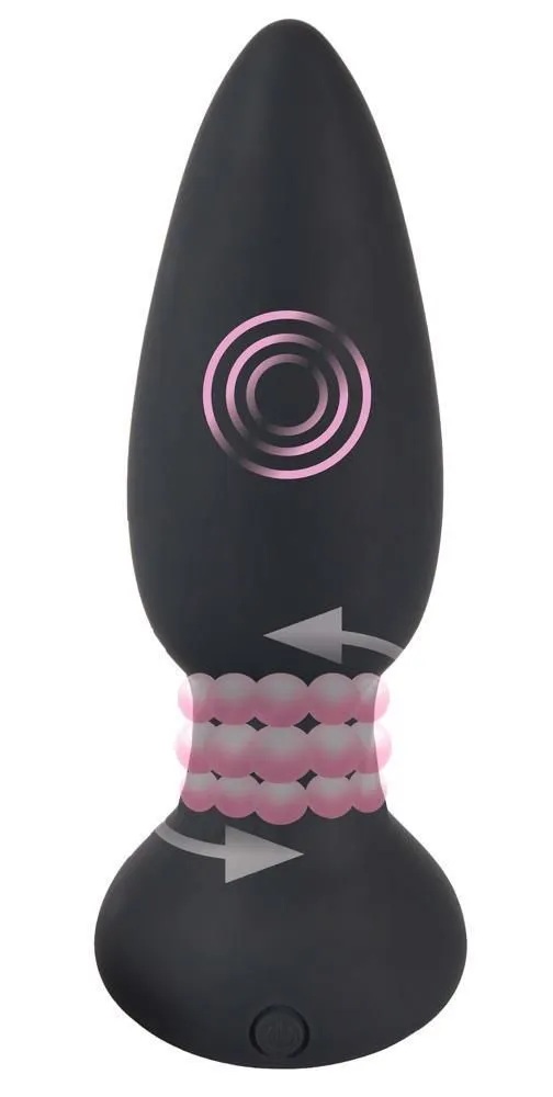 Анальна пробка Black Velvets Rotating & Vibrating Plug, 14 см (чорний)
