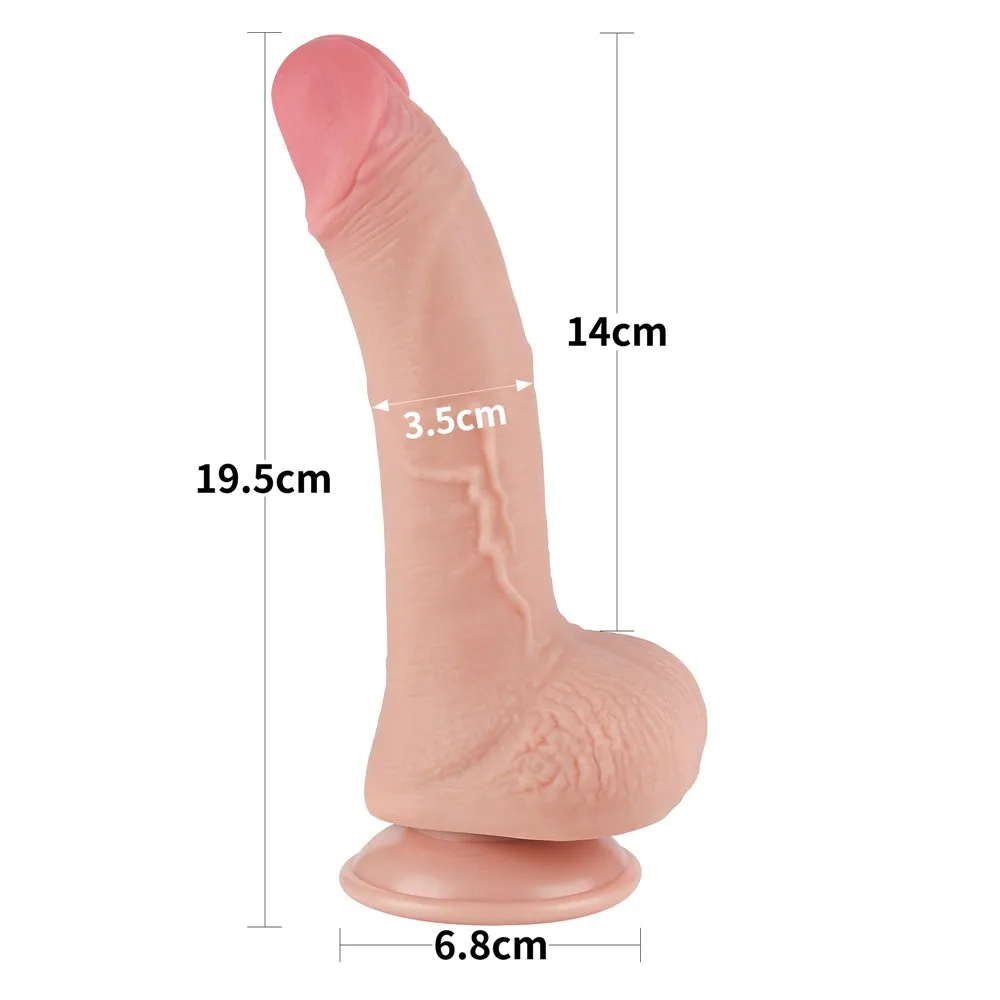Lovetoy Sliding Skin Dual Layer Dong - Dildo, W kolorze cielistym, 19.5 cm
