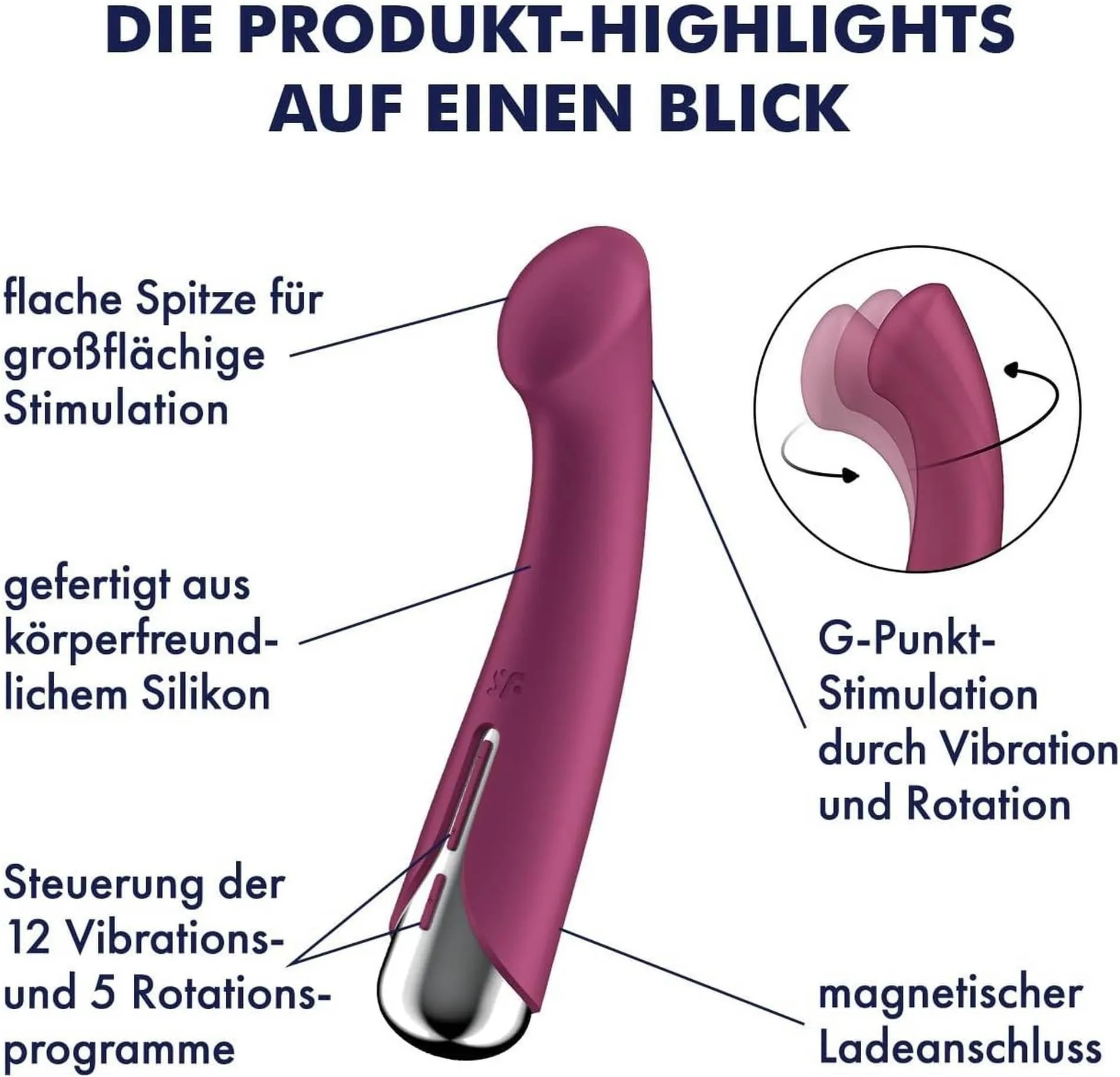 Вибратор Satisfyer Spinning G-Spot 1, 16,5 см (бордовый)