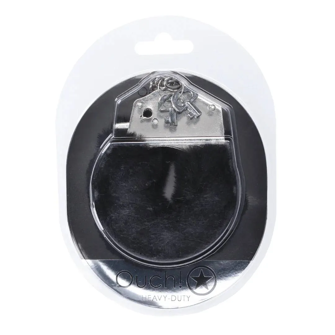 Ouch! by Shots Heavy-duty Fluffy Handcuffs - Kajdanki, Czarny, 24 cm