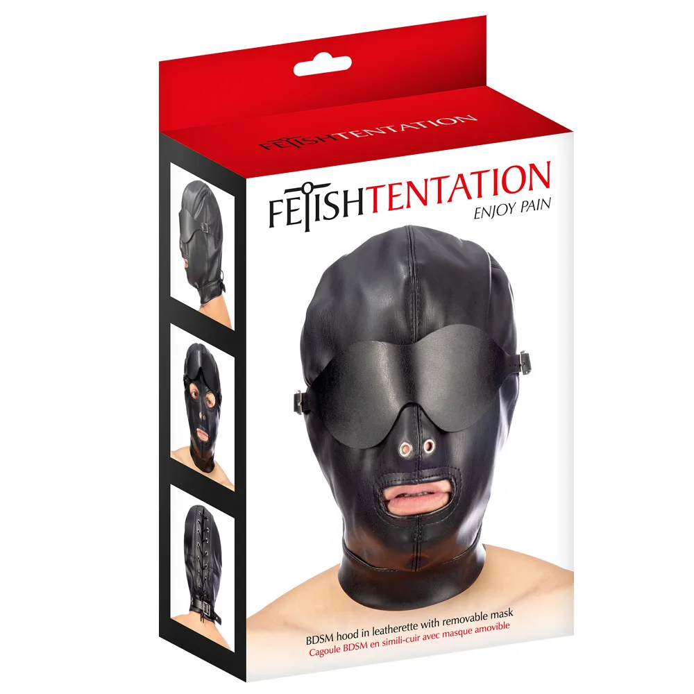 Маска Fetish Tentation Enjoy Pain BDSM Hood With Mask, (черный)