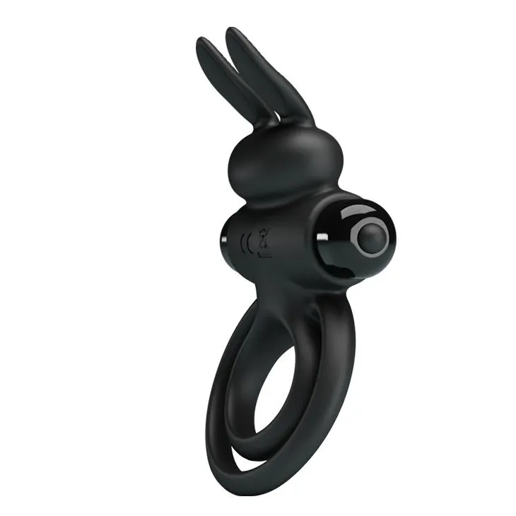 Виброкольцо Pretty Love Vibro Penis Ring Bunny III, 9,7 см (черный)