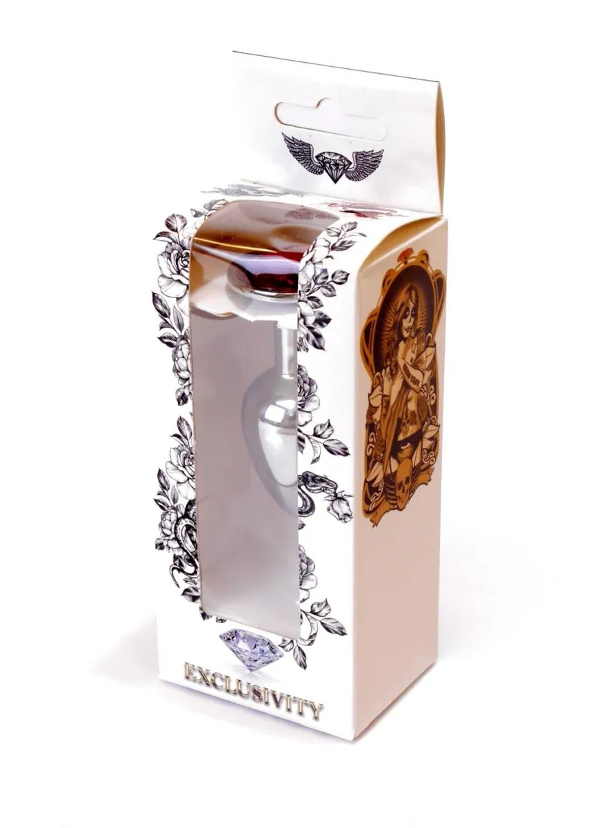 B - Series HeavyFun Boss Jewellery - Metalowy korek analny z kryształem, Czerwony, 7 cm, S