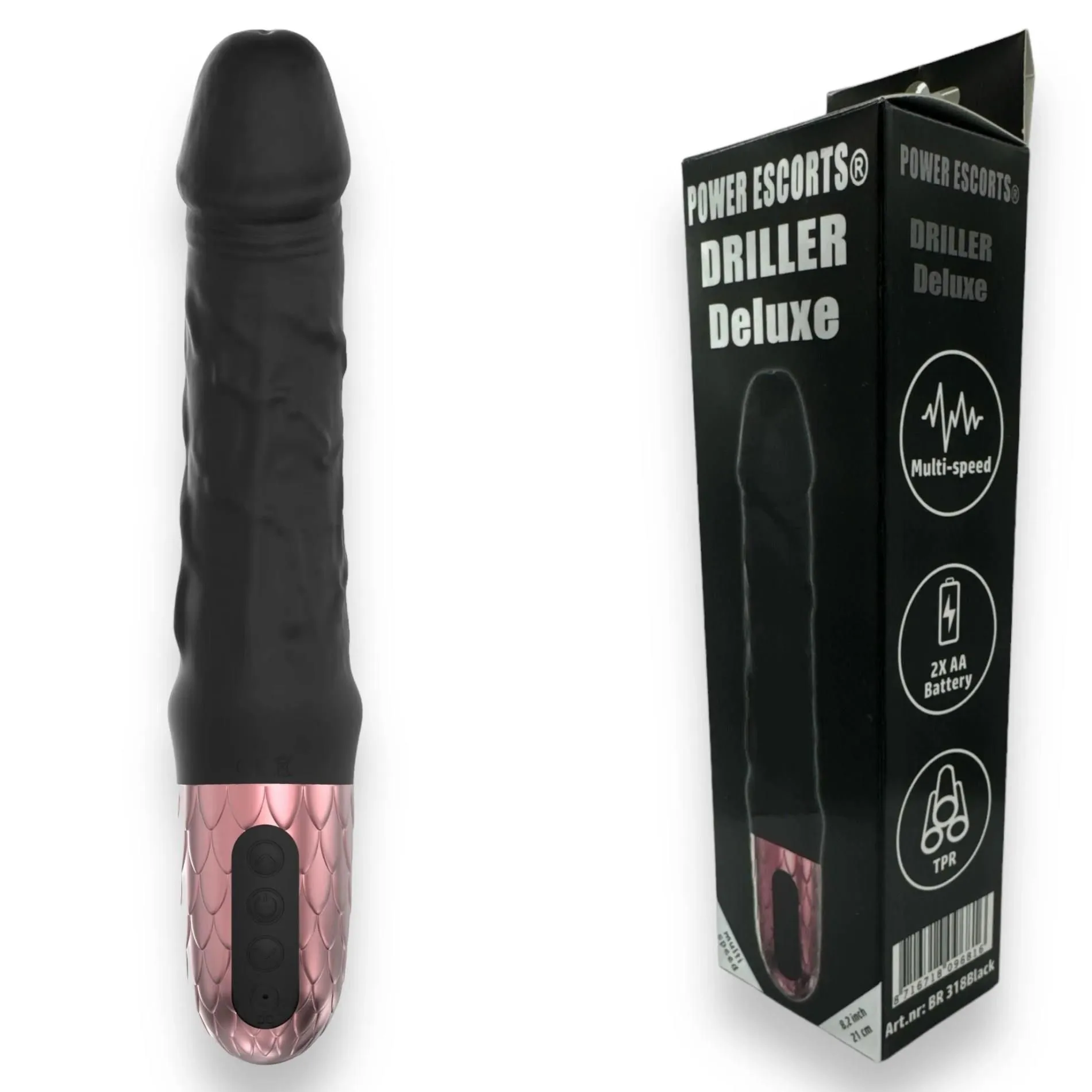 Вибратор Power Escorts Driller De Luxe, 21 см (черный)
