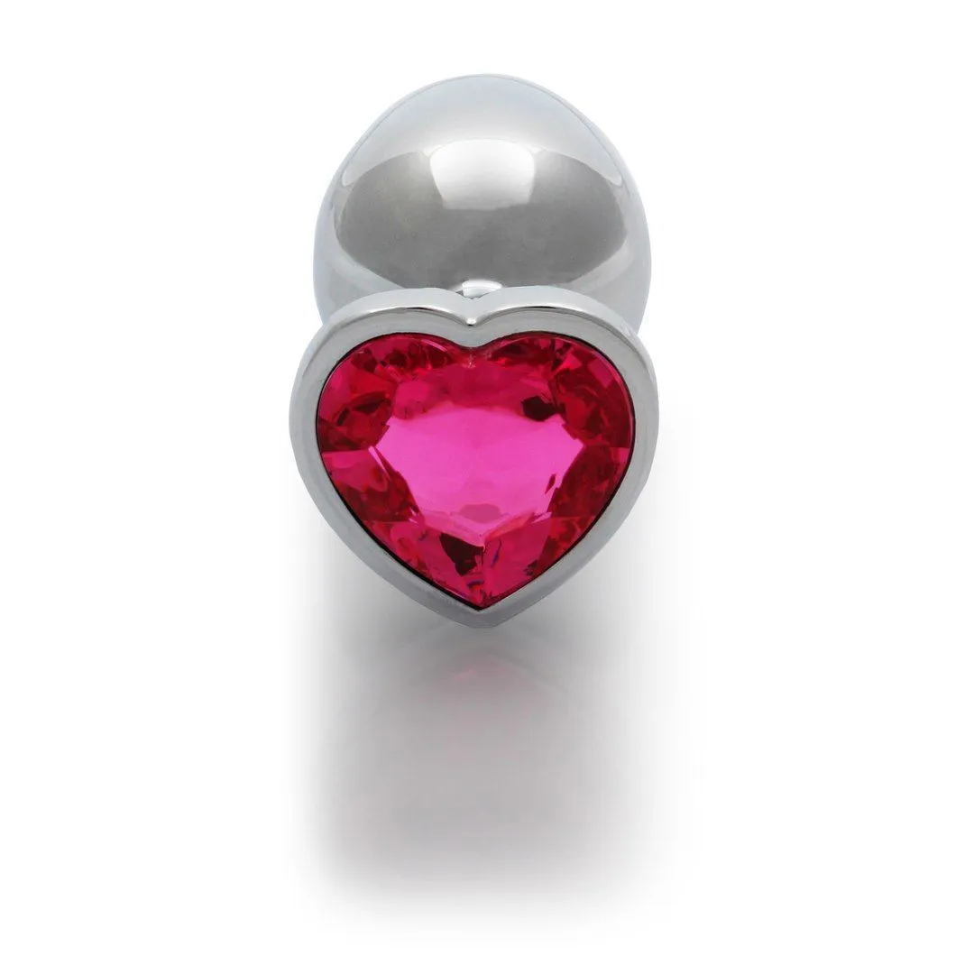 Анальна пробка Ouch! Heart Gem Butt Plug Small, 6.9 см (сріблястий)