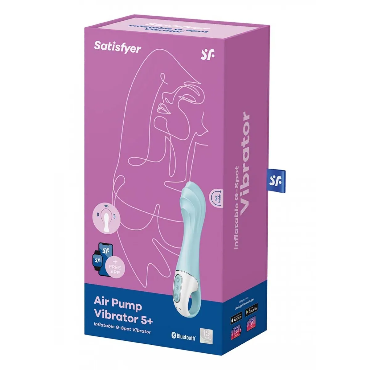 Satisfyer Air Pump Vibrator 5+ - Wibrator, Niebieski, 21 cm
