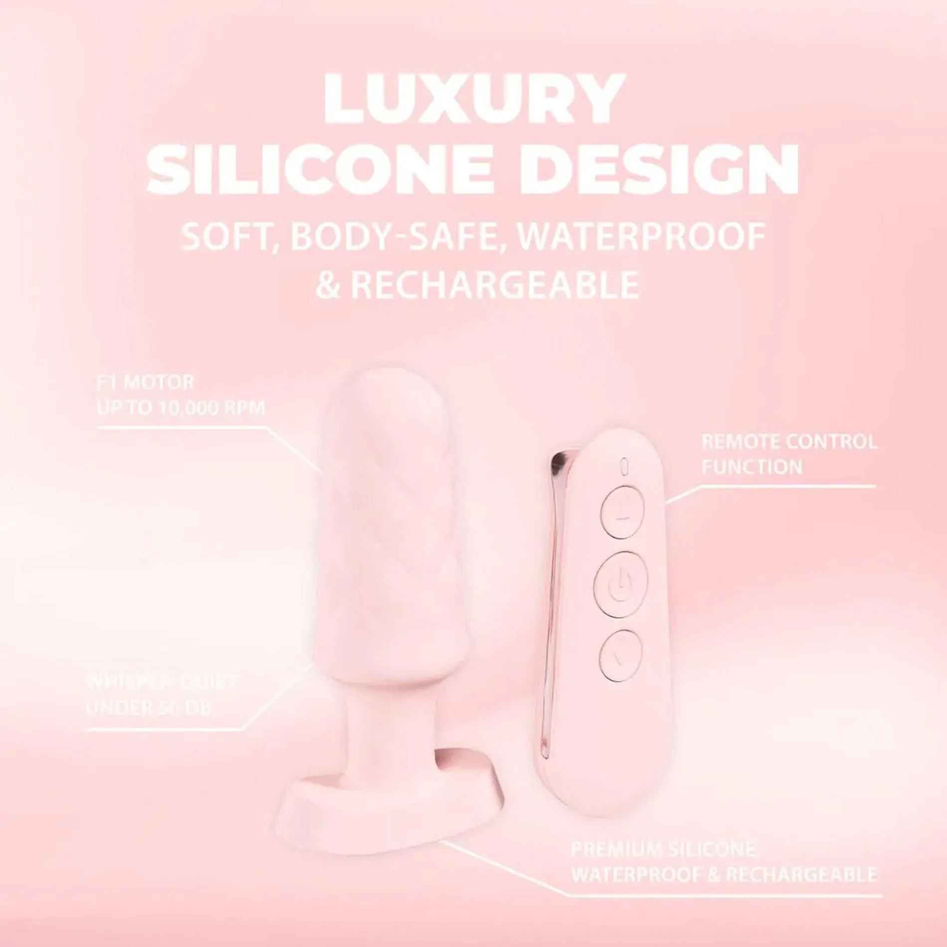 Loveline Velvet Remote Control - Korek analny, Różowy, 9.8 cm