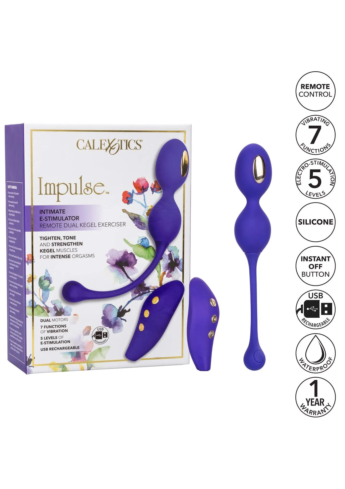 Вагинальные шарики CalExotics E-stim Dual Kegel Exerciser, 19,7 см (фиолетовый)