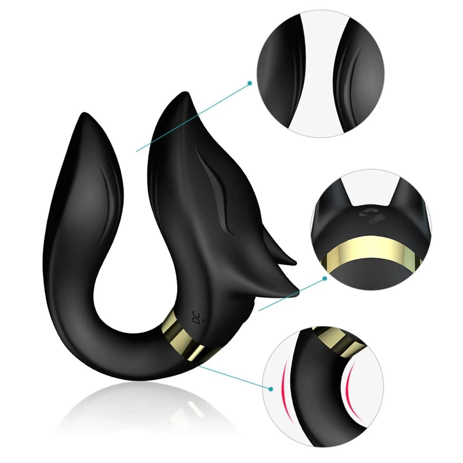 B - Series Joy Fox - Wibrator dla par, Czarny, 9.2 cm
