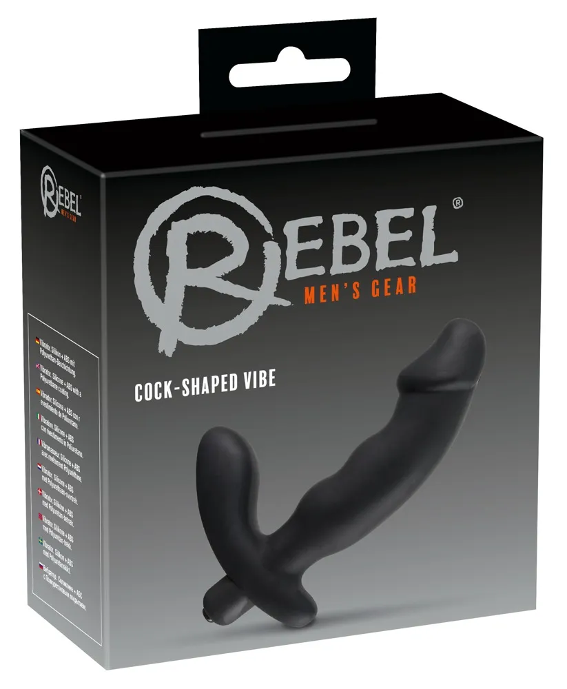 Rebel Cock-Shaped Vibe - Stymulator prostaty, Czarny, 15 cm