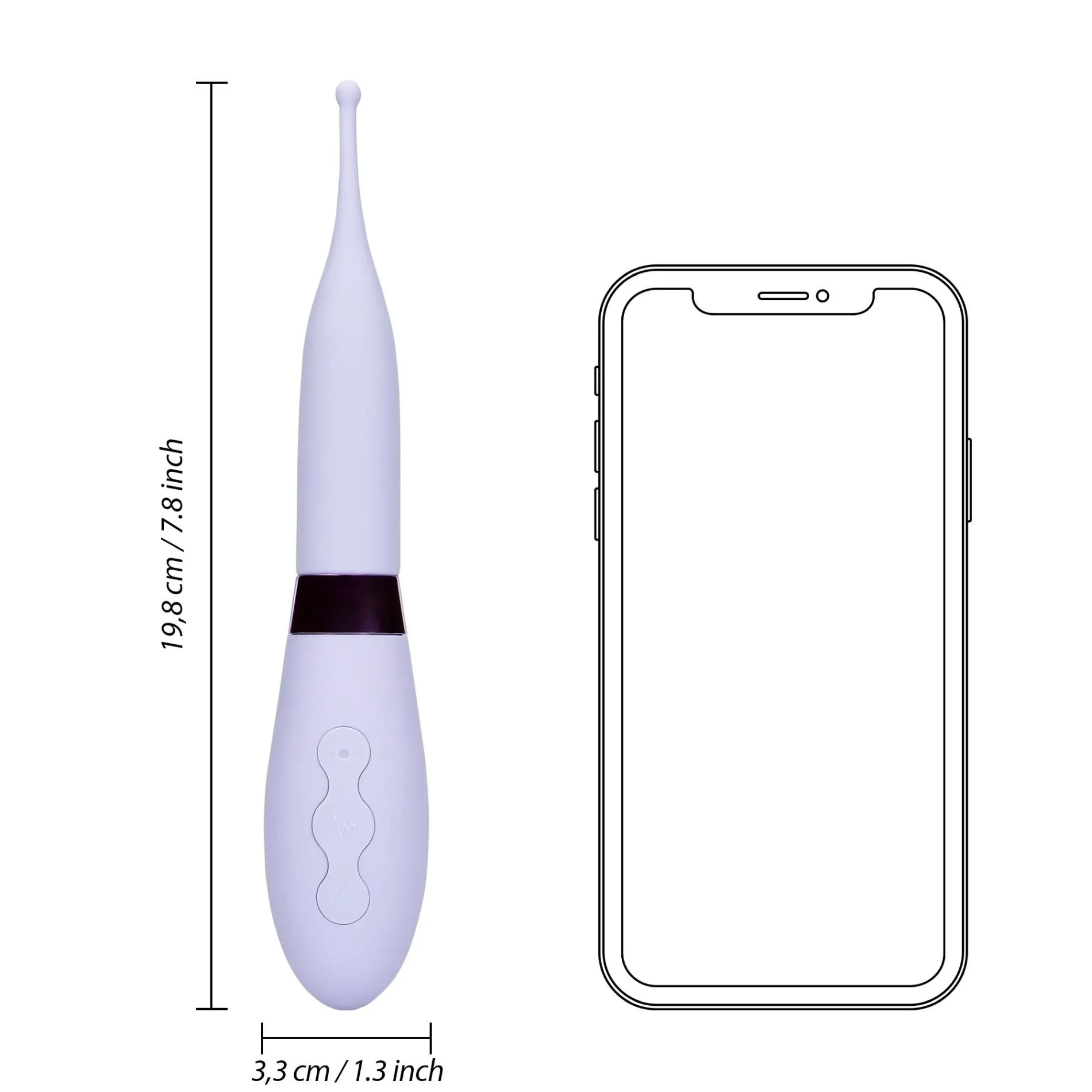 Loveline Silicone Tip - Wibrator, Liliowy, 19.8 cm
