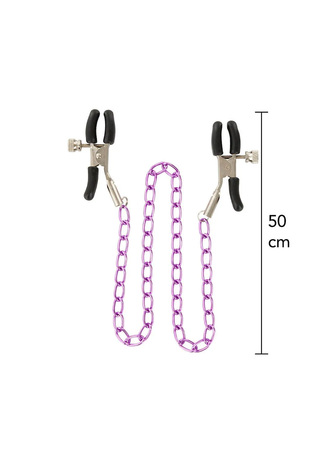 TOYJOY Stimulating Nipple Chain Metal - Zaciski na sutki, Srebro, 50 cm