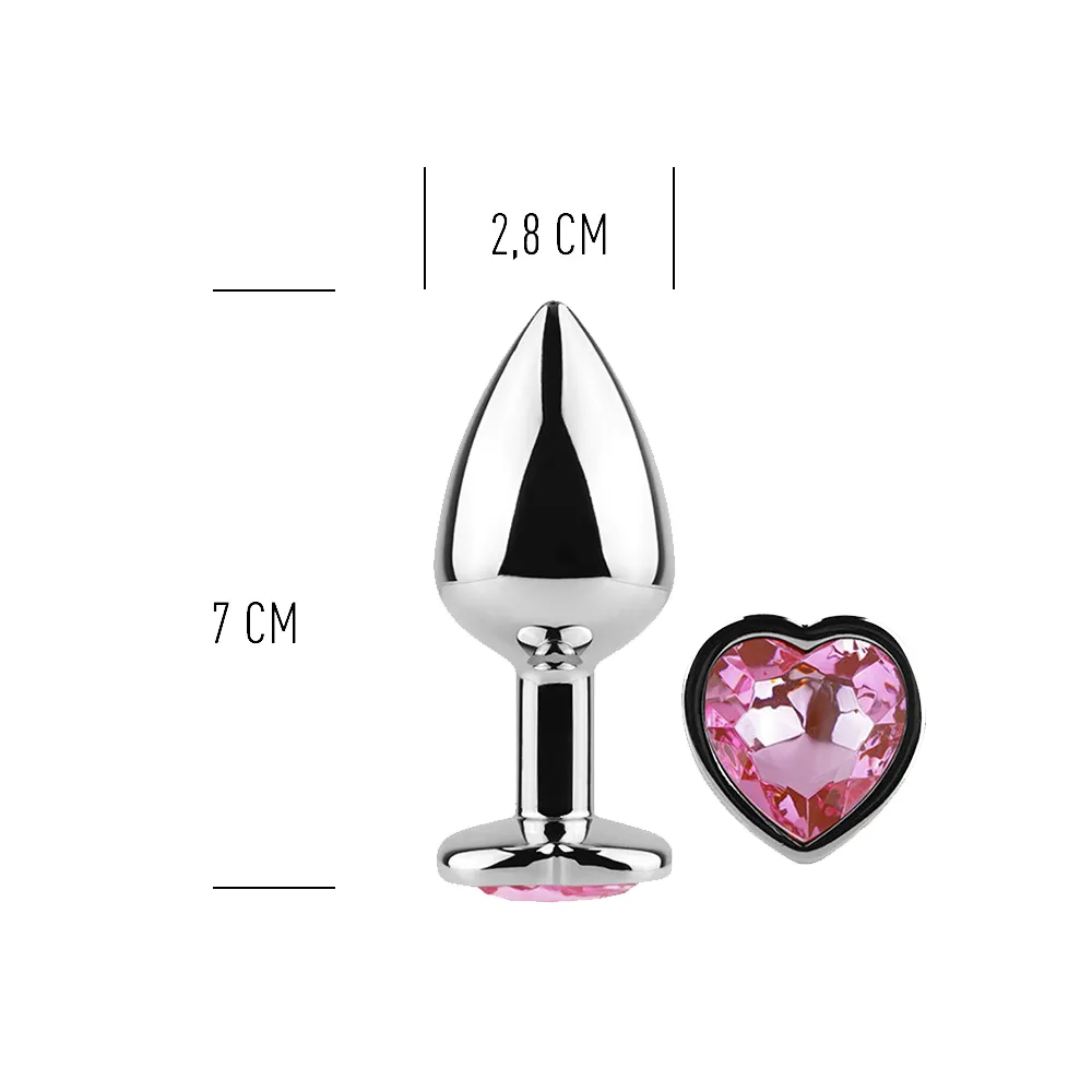 Анальная пробка с кристаллом Secret Play Pink Heart, 7 см (розовый)