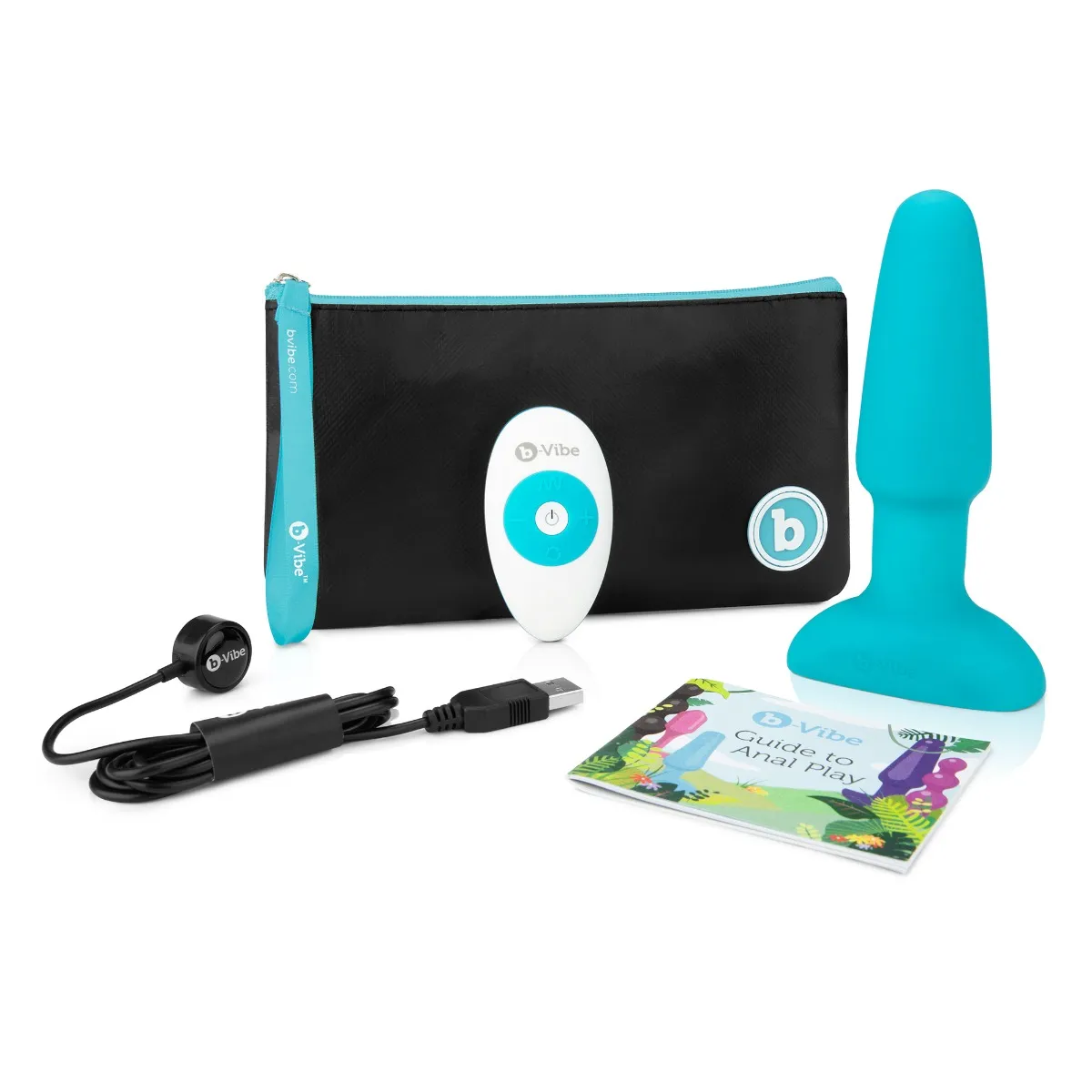 Анальная пробка B-Vibe Rimming Plug 2, 15 см (бирюзовый)