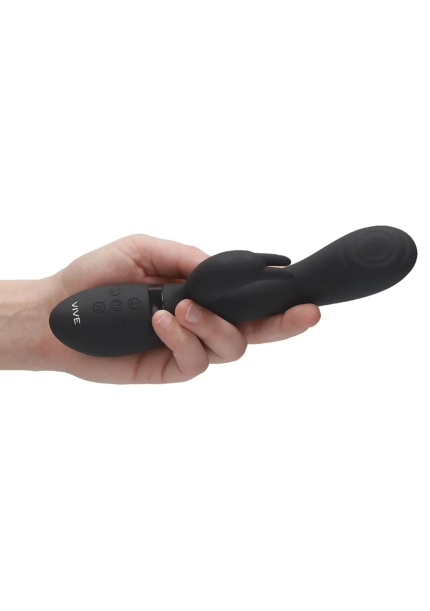 Vive Cato - Wibrator królik, Czarny, 22 cm