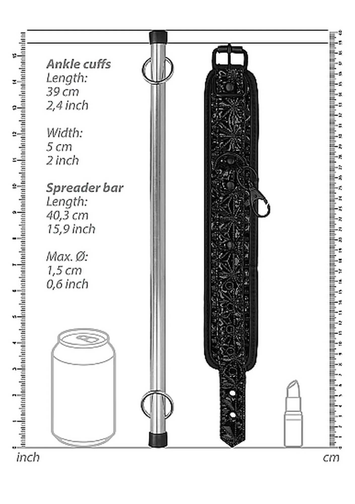 Ouch Luxury Spreader Bar -, Czarny, 40.3 cm