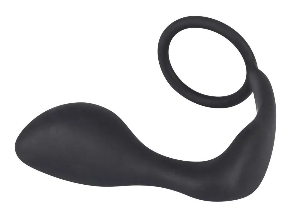 Ерекційне кільце з анальною пробкою Orion Black Velvets, 10 см (чорний)