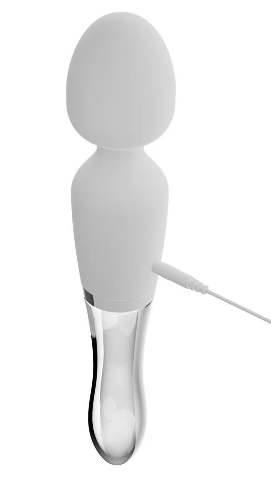 Liaison Glass Vibrator 1 - Dwustronny szklany wibrator, Biały, 21, 5 cm