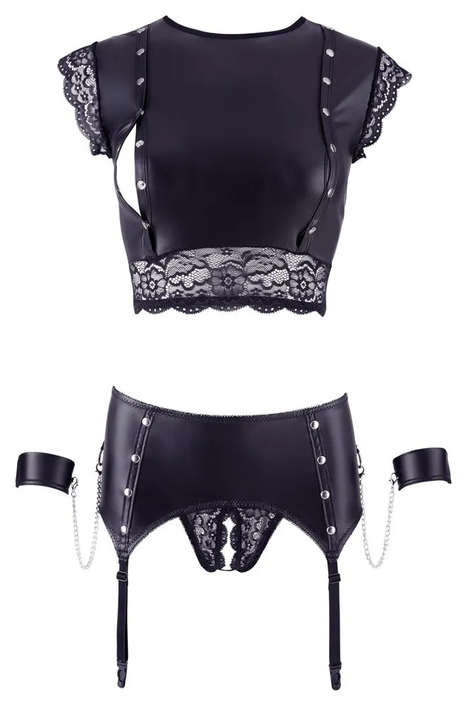 Cottelli BONDAGE Top and Suspender Briefs - Komplet