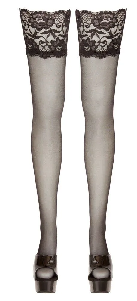Чулки Cottelli Legwear с широким кружевом, XL (черный)