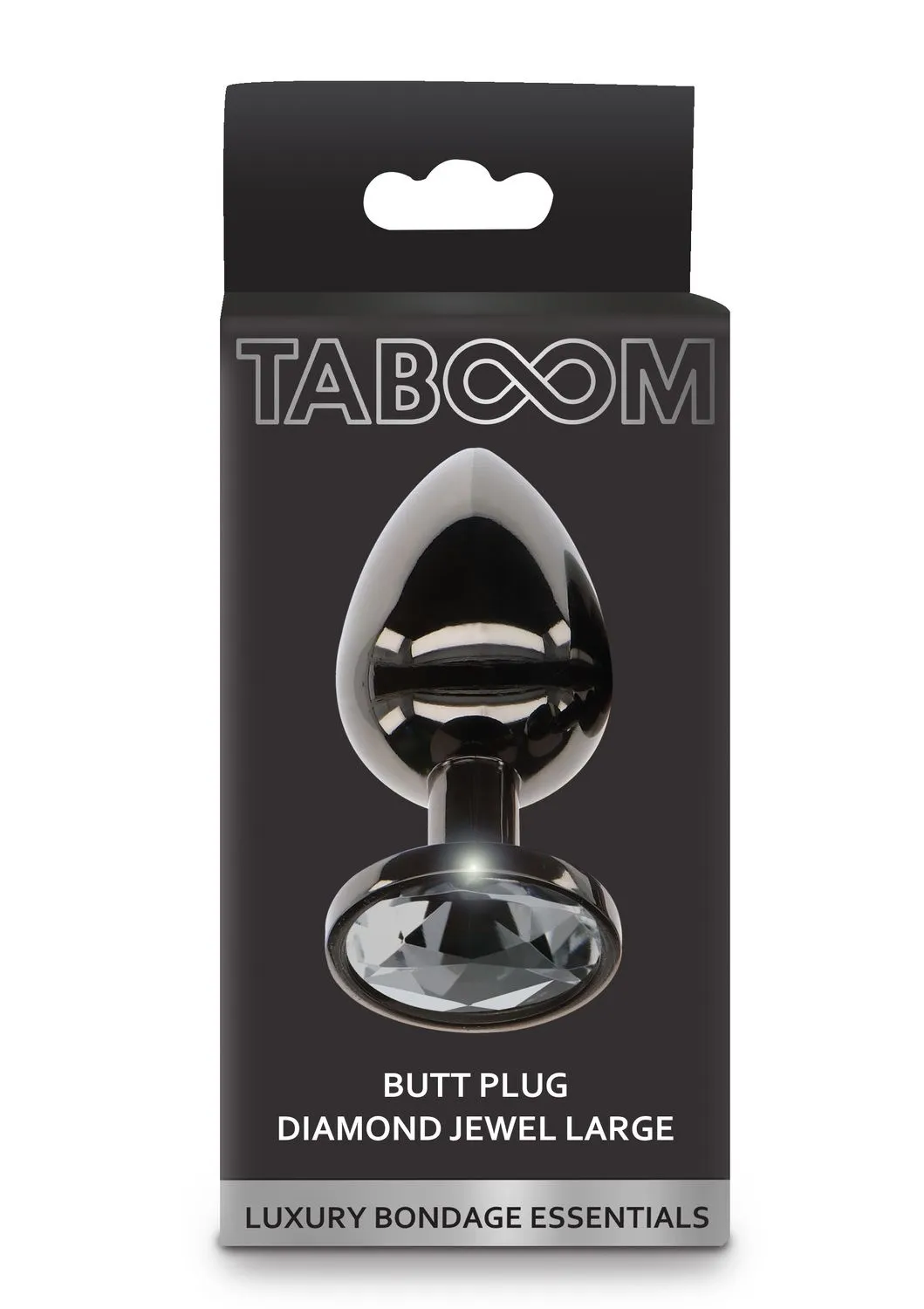 Taboom Butt Plug With Diamond Jewel L - Korek analny, Czarny, 9.5 cm