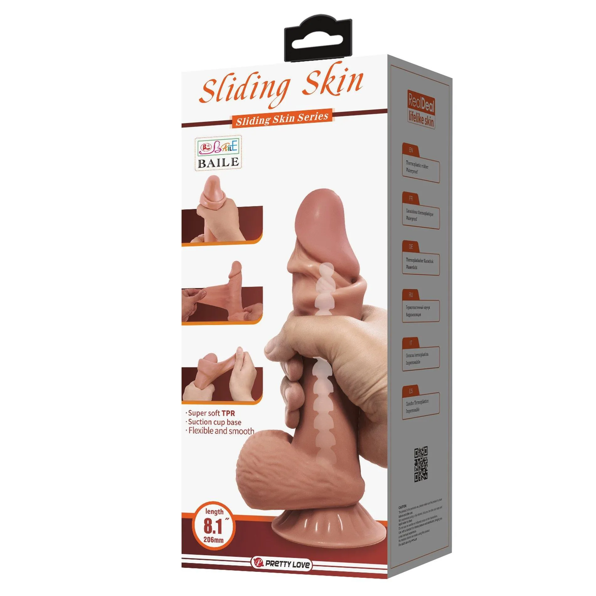 Фаллоимитатор Baile Sliding Skin Bendable 8,5'', 21.8 см (коричневый)