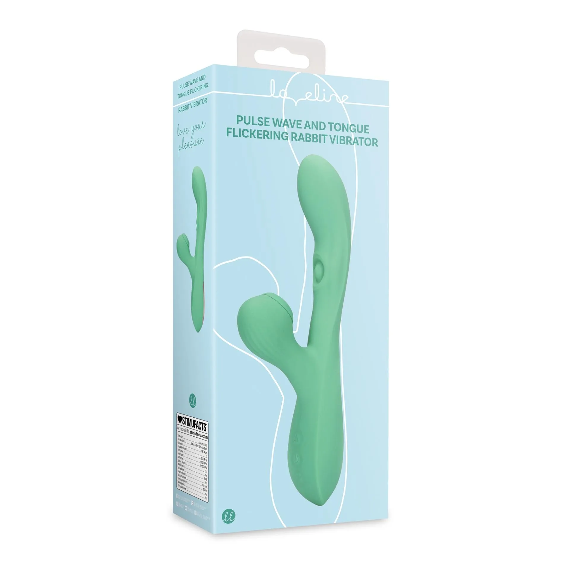 Loveline Pulse Wave and Tongue Flickering - Wibrator, Zielony, 23 cm