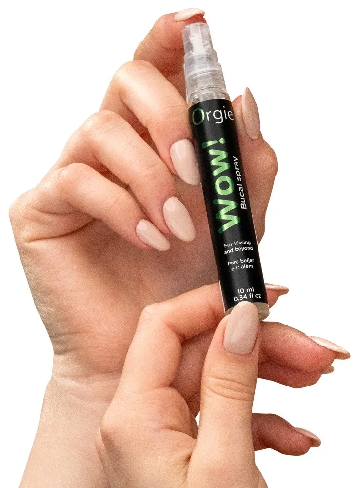 Orgie Wow! - Spray do seksu oralnego, Przezroczysty, Mięta, 10 ml
