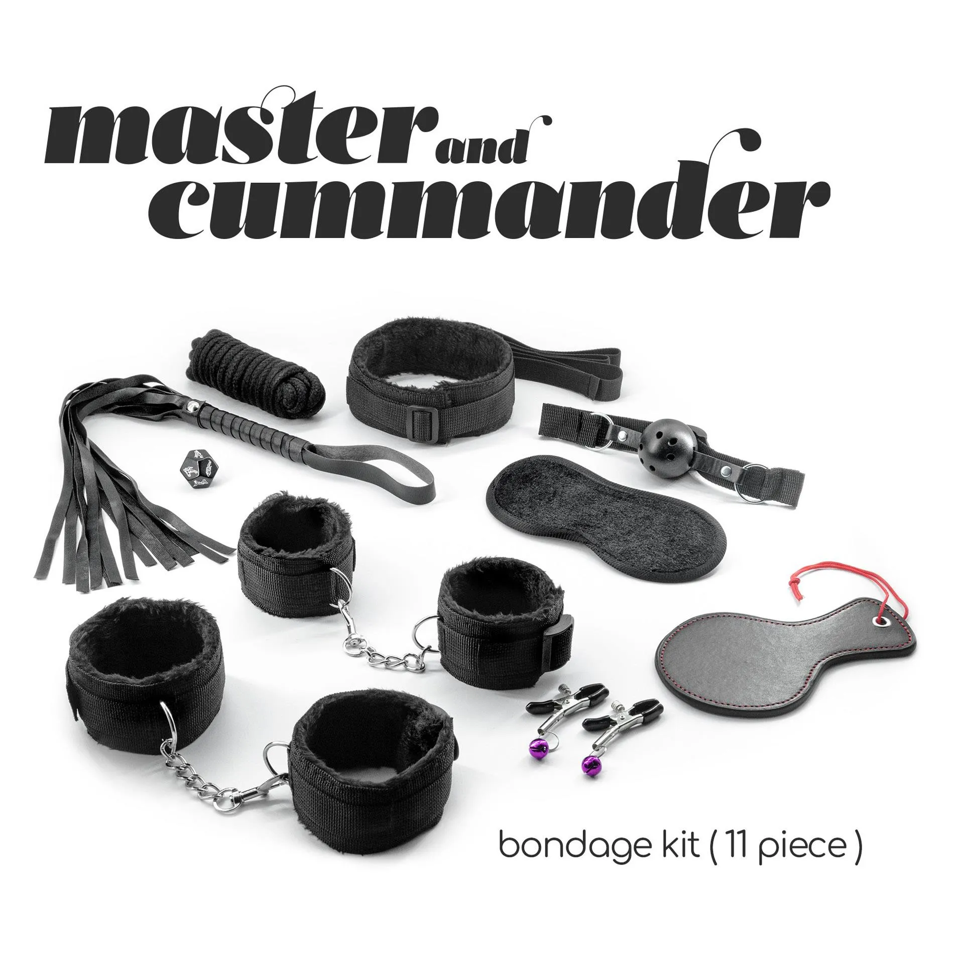 Crushious Master & Cummander - Zestaw BDSM, Czarny