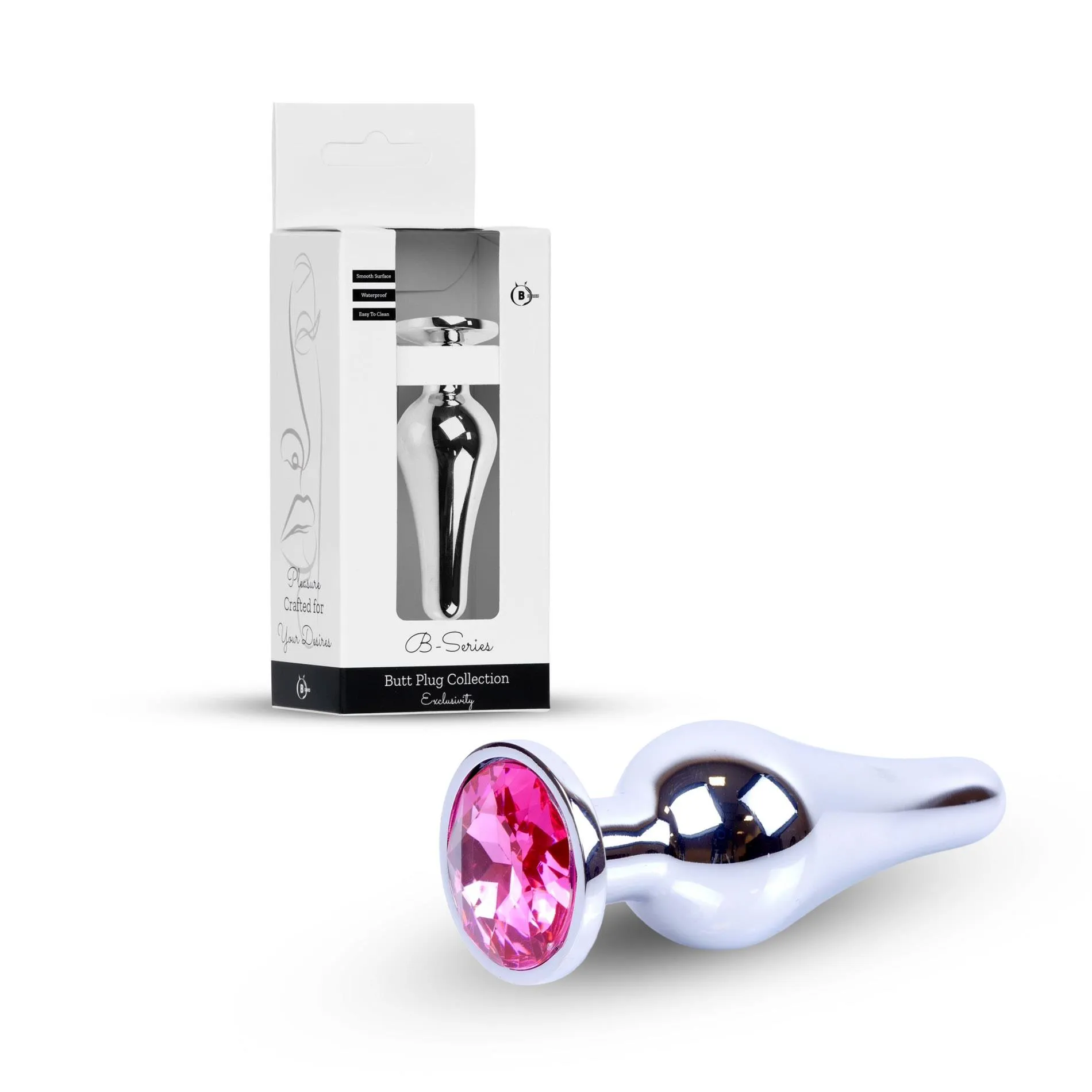 Анальная пробка B-Series HeavyFun Jewellery Silver Plug, 9.5 см (розовый)