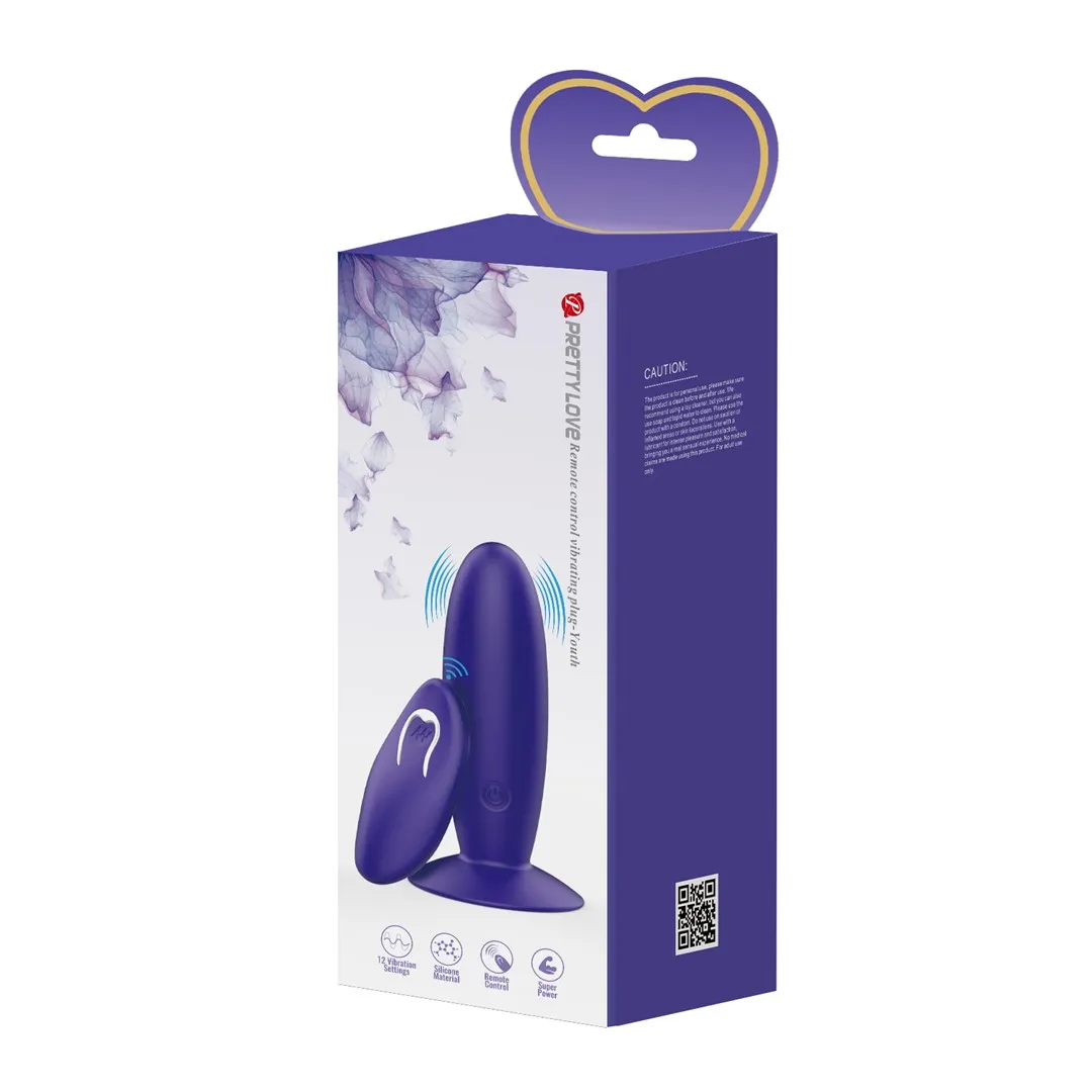 Pretty Love Remote Control Vibrating Plug Youth - Korek analny, Fioletowy, 11 cm