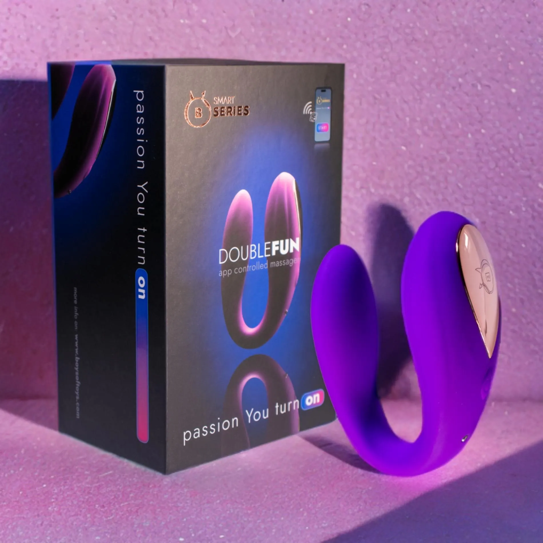 B - Series Smart Double Fun App - Wibrator, Fioletowy, 8.3 cm